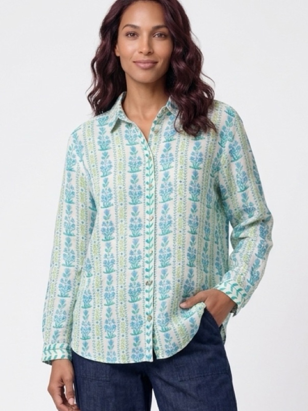 Sigrid Olsen 100% Linen Floral Botanical Shirt - Picture 3 of 11
